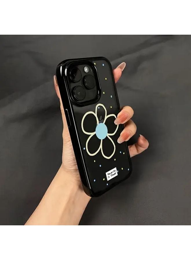 Floral Acrylic Transparent Phone Case with Black Edge Compatible for iPhone 12 Pro Max - Image 3